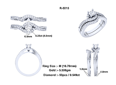 Engagement ring with Shaped Wedding Band Platinum