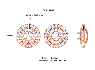 Double Halo Earrings Screwback 18k Rose Gold