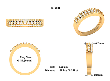 Diamond Wedding Ring 18K Yellow Gold