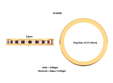 Ruby and Diamond Eternity Ring 18K Yellow Gold