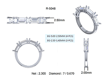 Baugette Diamond Eternity/Wedding Band Platinum