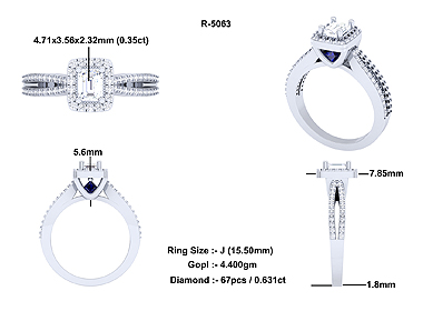 Emerald Cut Diamond Engagement Ring Platinum