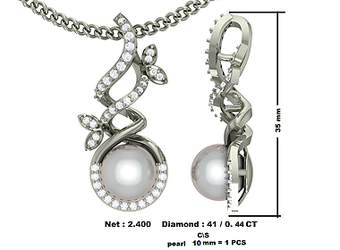 Pearl and Diamond Pendant Platinum
