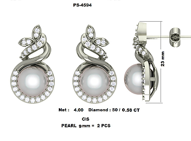Pearl & Diamond Earrings Platinum