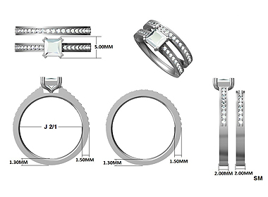Princess Cut Diamond Bridal Set Rings Platinum