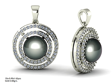 Pearl & Diamond Double Halo Pendant 18k White Gold Matching Earrings Available
