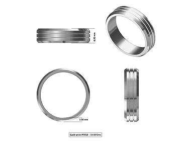 Grooved Mens Band Platinum