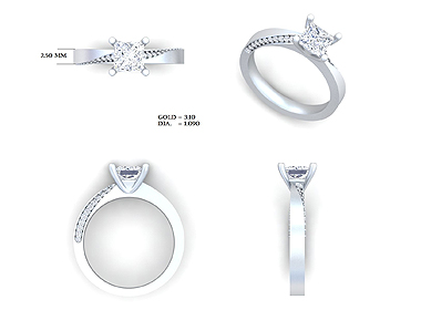 Princess Cut Engagement Ring Platinum Center Stone - 0.50 Carat GIA Certified