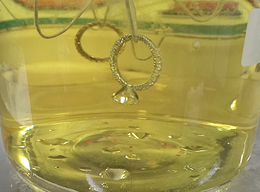 Engagement Ring dipped in the Rhodium Solution