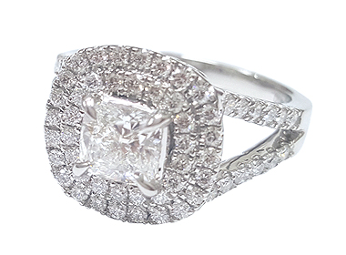 Double Halo Diamond Platinum Engagement Ring