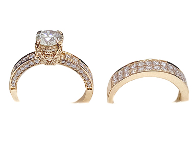 Diamond & Rose Gold Bridal Set Rings