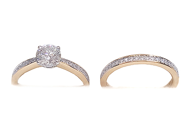 Diamond & Rose gold Bridal Set Rings