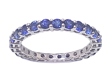 Only Blue Sapphire Platinum Full Diamond Wedding Ring