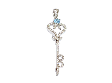 Aquamarine & Diamond Pendant 18K White Gold