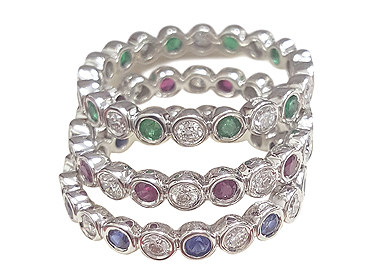 Platinum Eternity Rings Ruby Blue Sapphire Emerald